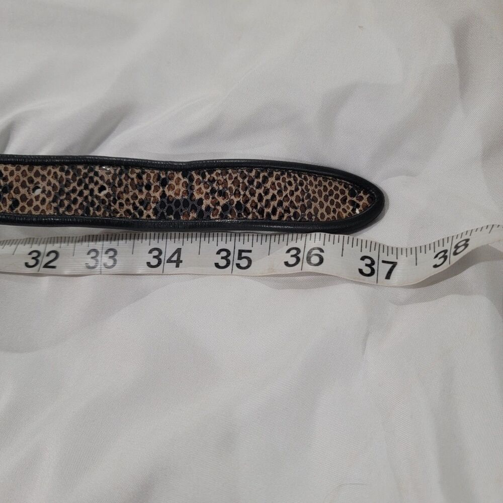 Avignon Womens Leather Belt Snake Print Black Silver Buckle Size Medium Luxury - Picture 4 of 4